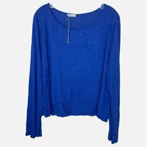 Chalet et ceci Bamboo Scoop Neck Crop Top Pj shirt - ROYAL BLUE